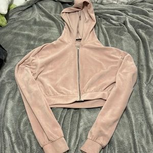 Light pink cropped suede jacket